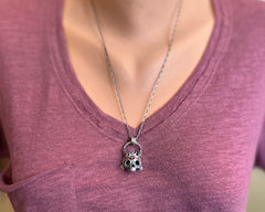 Skull Necklace with Garnet