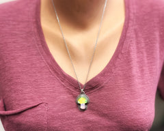 Green Aurora Opal Mushroom Necklace