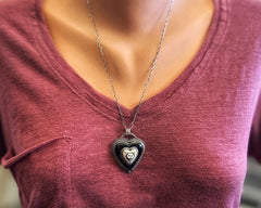 Porcelain Skull on Bowlerite Heart Necklace