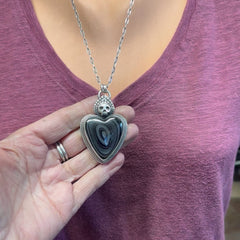 Fordite Sacred Heart with Skull