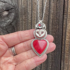 Barn Owl Necklace with Rosarita Heart