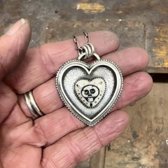 Porcelain Skull Heart Necklace