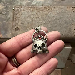 Skull Necklace with Garnet